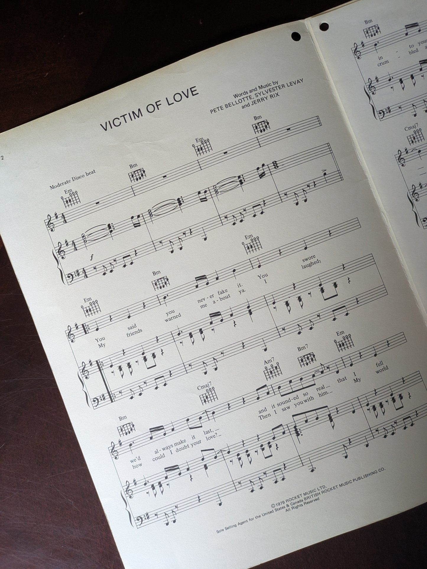 Elton John "Victim of Love" Sheet Music – Vintage 1979