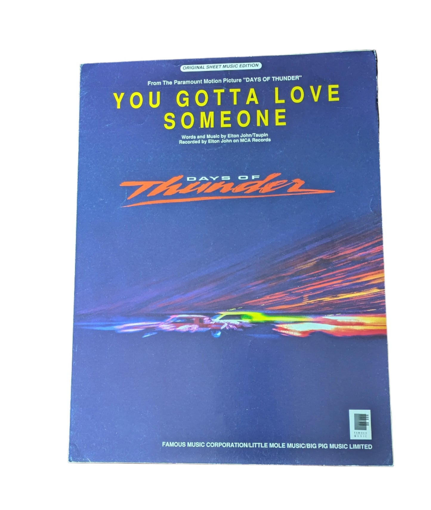 Elton John "You Gotta Love Someone" Sheet Music – Days of Thunder Movie Soundtrack Collectible