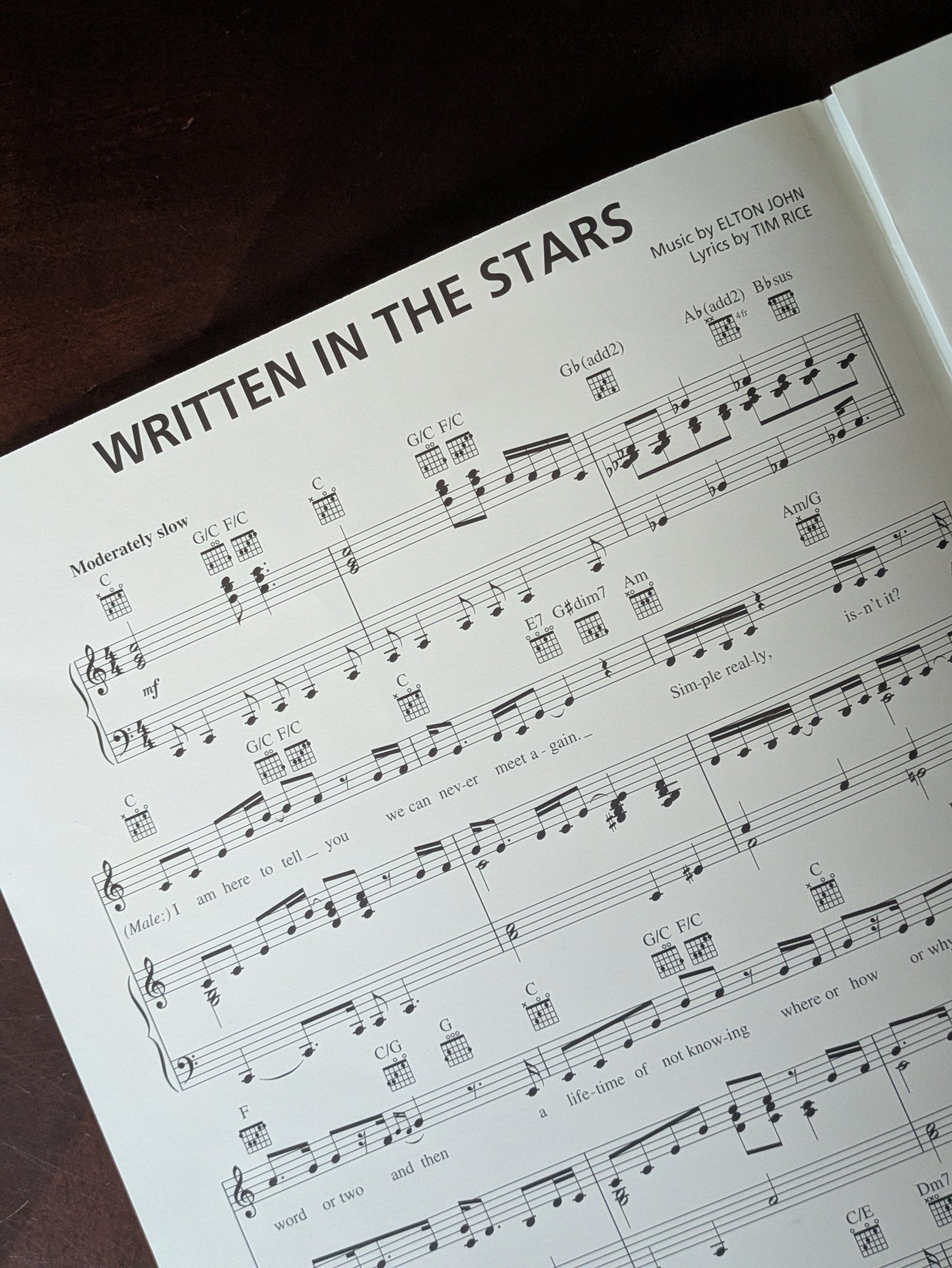 Elton John "Written in the Stars" Sheet Music – AIDA Broadway Collectible