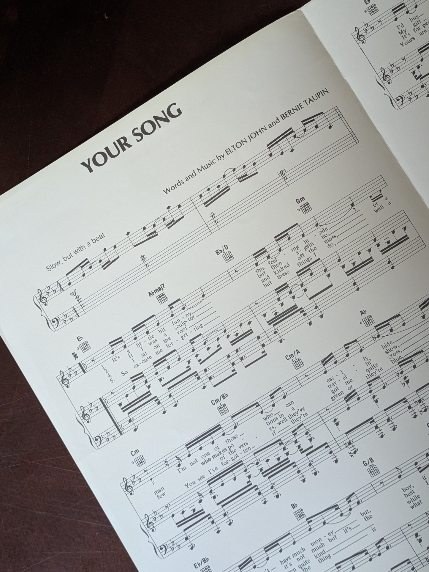 Elton John "Your Song" Sheet Music – USA Reissue