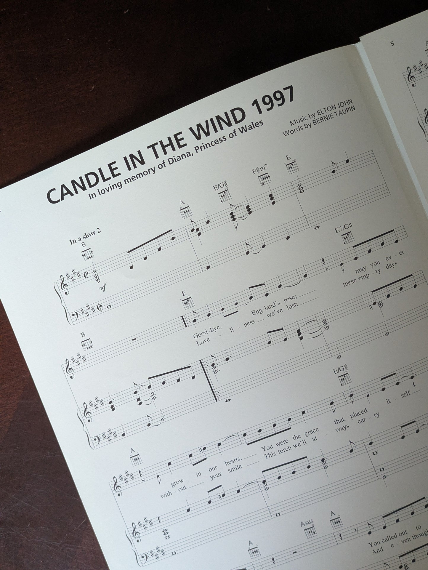 Elton John “Candle in the Wind 1997” Sheet Music – USA Release | Rare Collector's Item