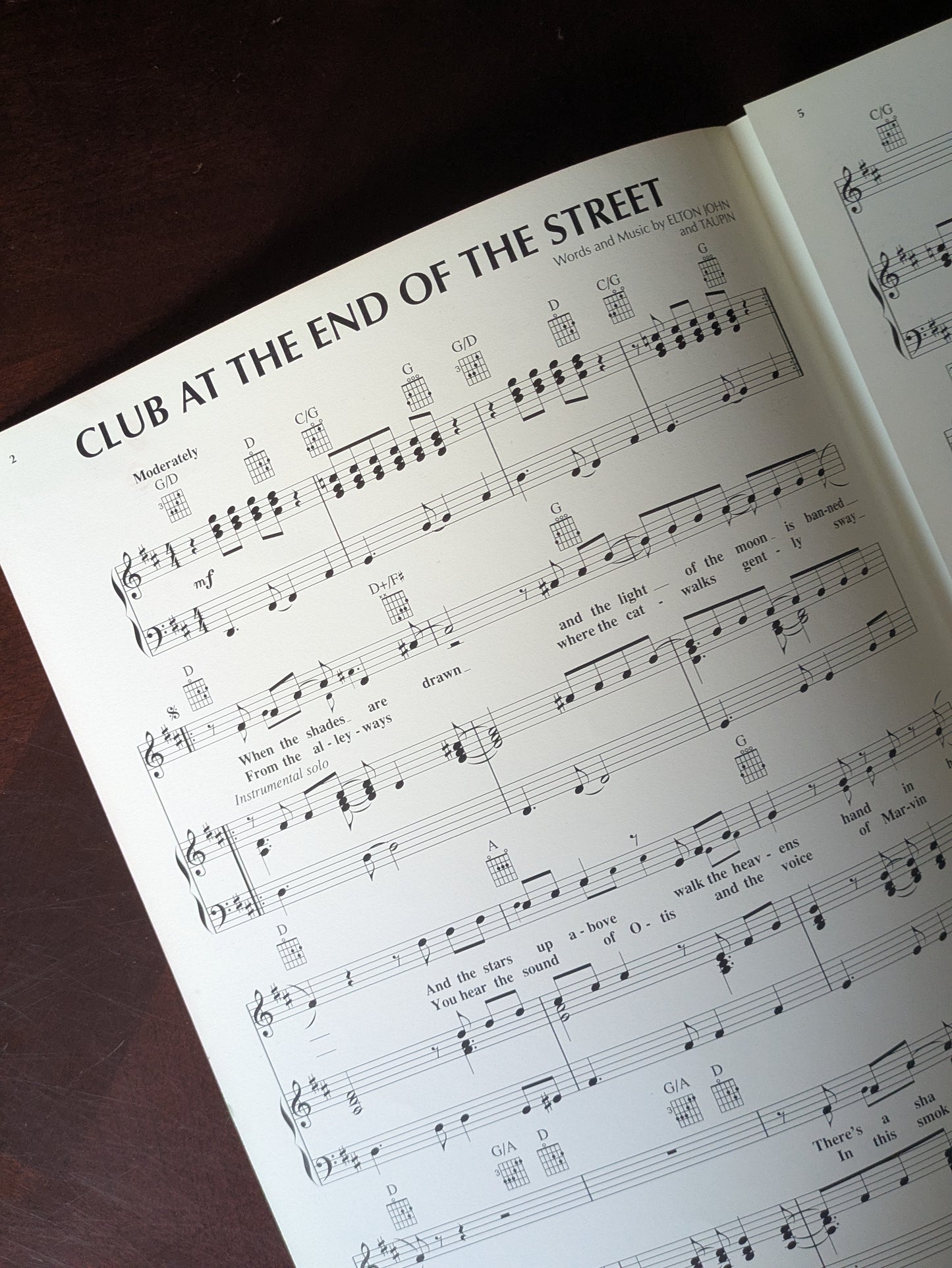 Elton John "Club at the End of the Street" Vintage Sheet Music