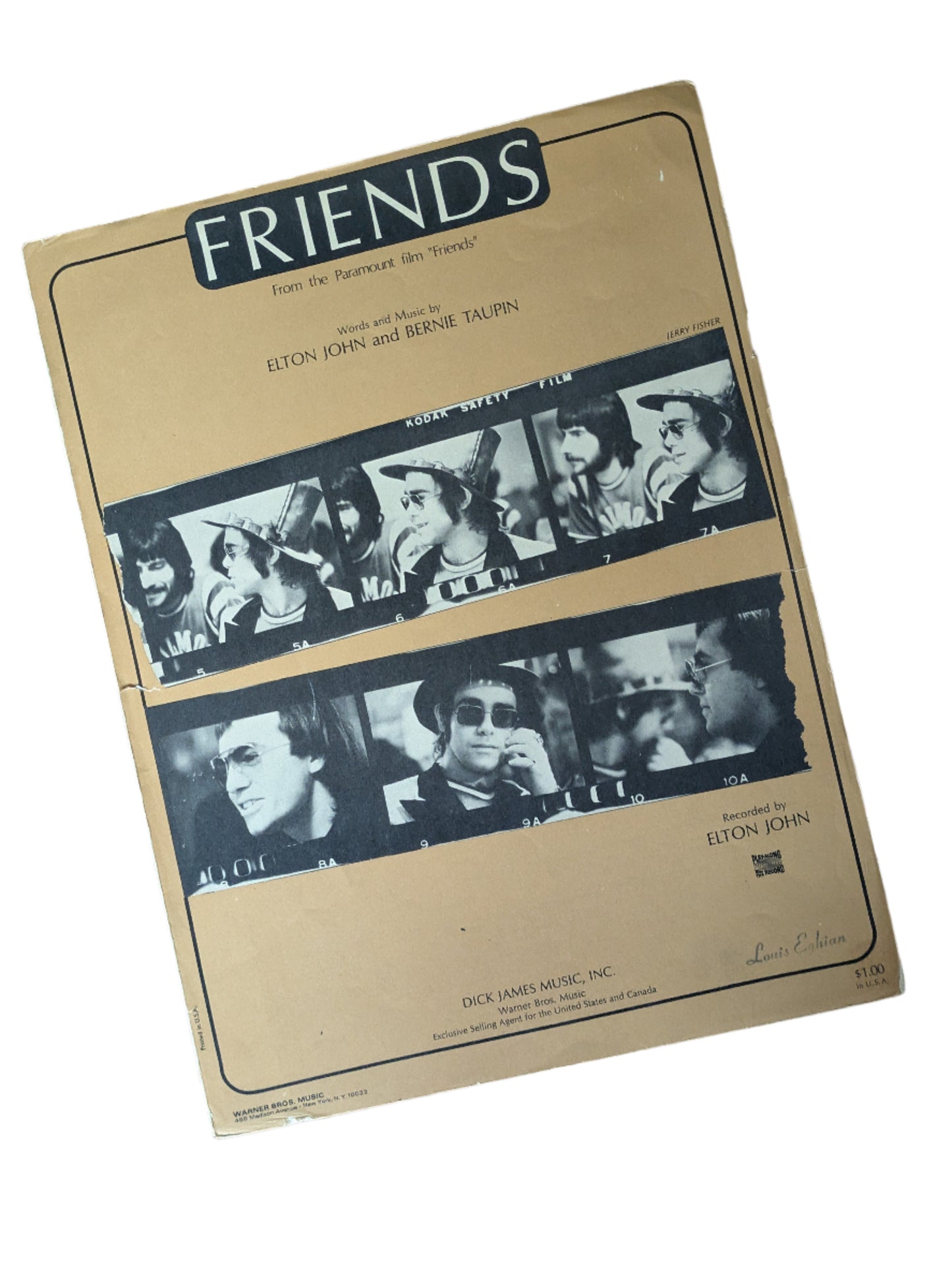 Elton John “Friends” Sheet Music – Original 1970 Release | Rare Vintage Collectible