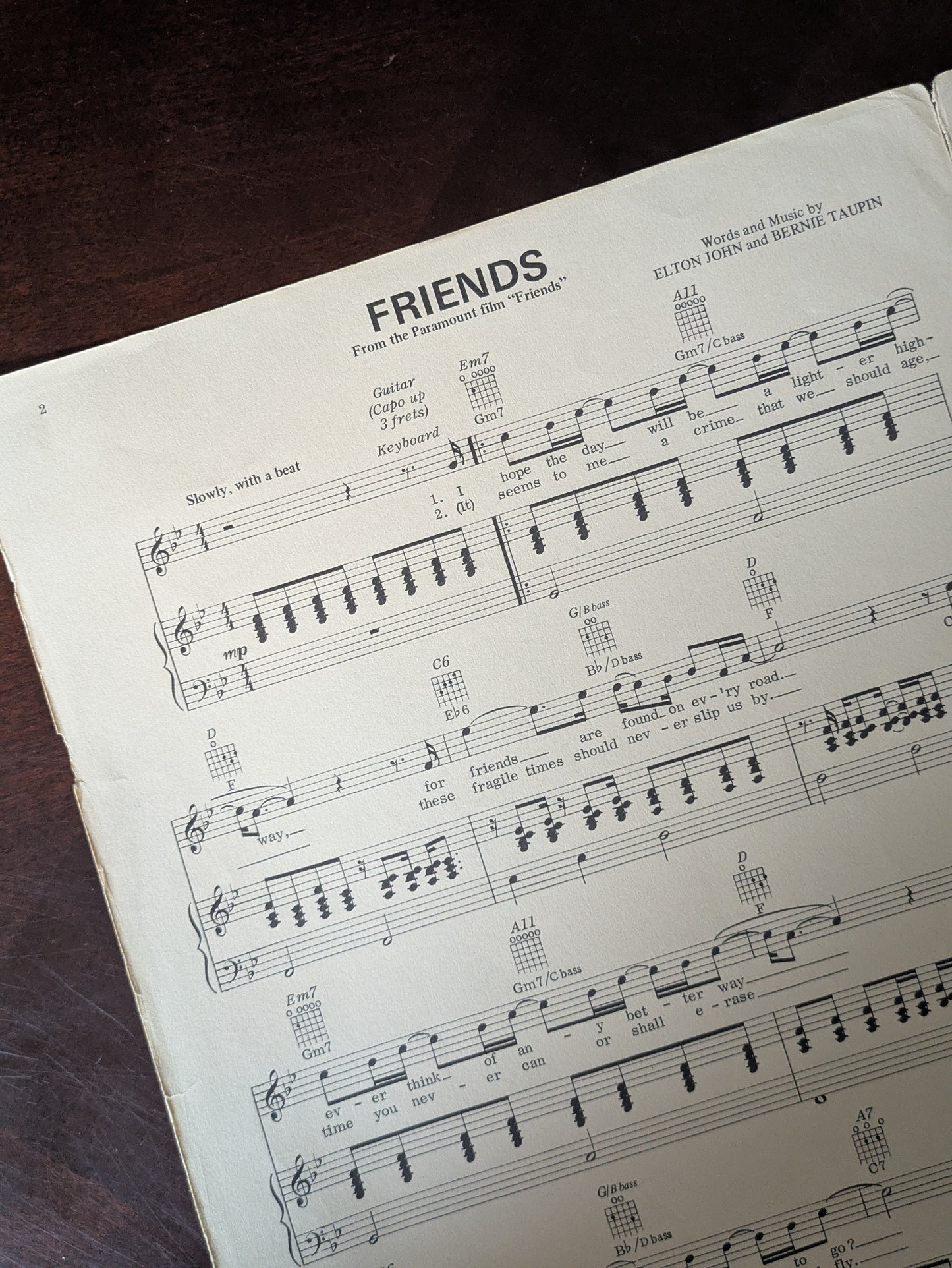 Elton John “Friends” Sheet Music – Original 1970 Release | Rare Vintage Collectible