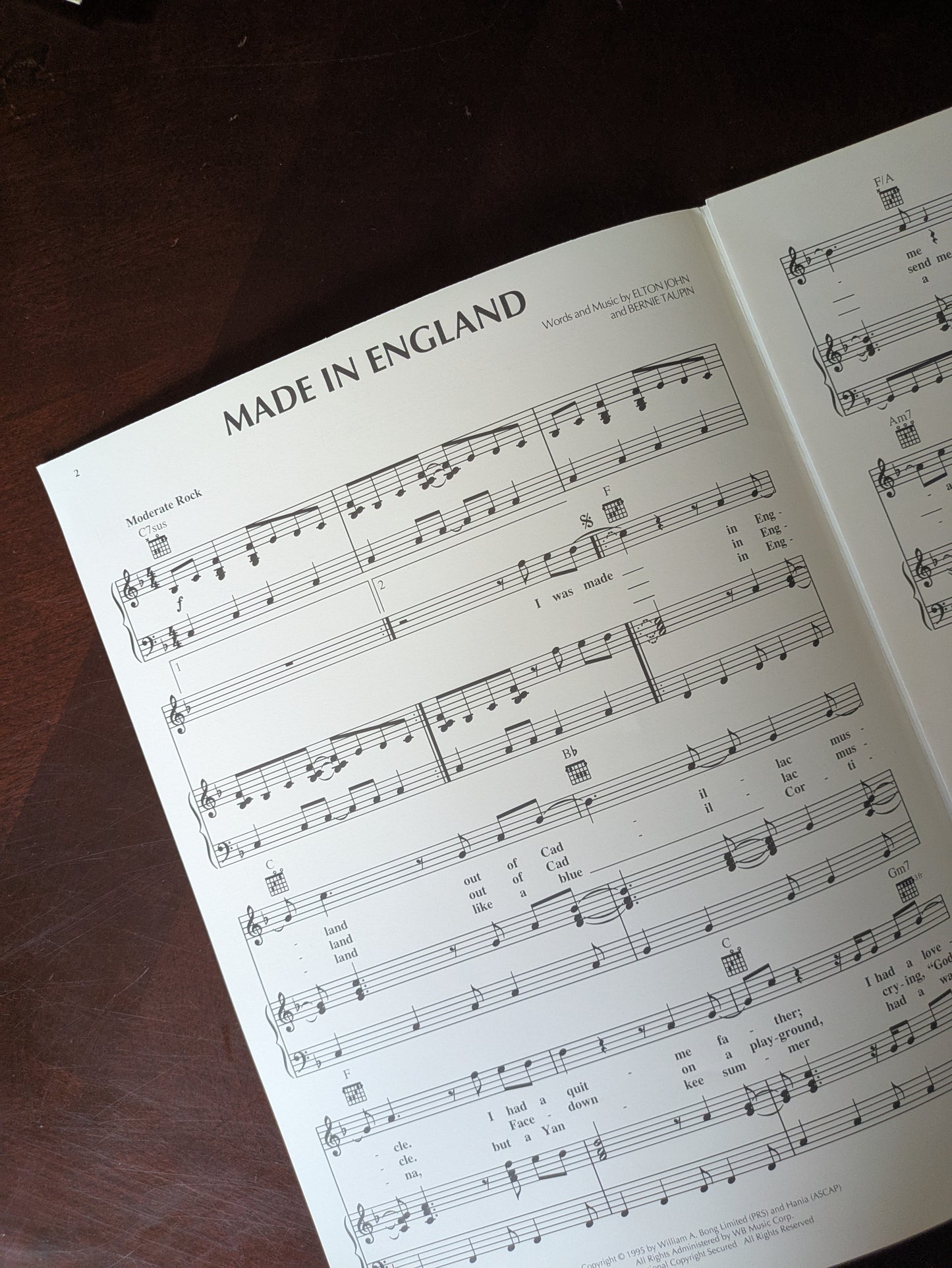 Elton John “Made in England” 1995 Sheet Music – Piano/Vocal/Guitar Songbook