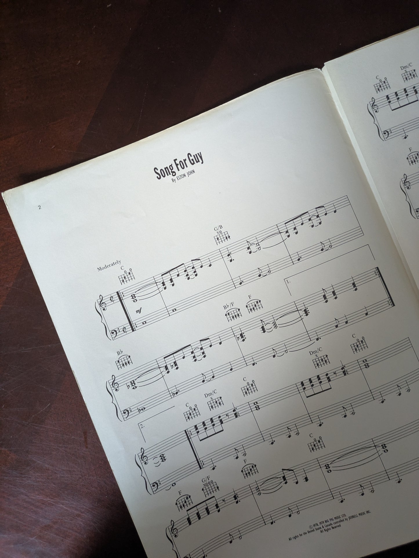 Elton John “Song for Guy” Original 1978 Sheet Music – Very Rare