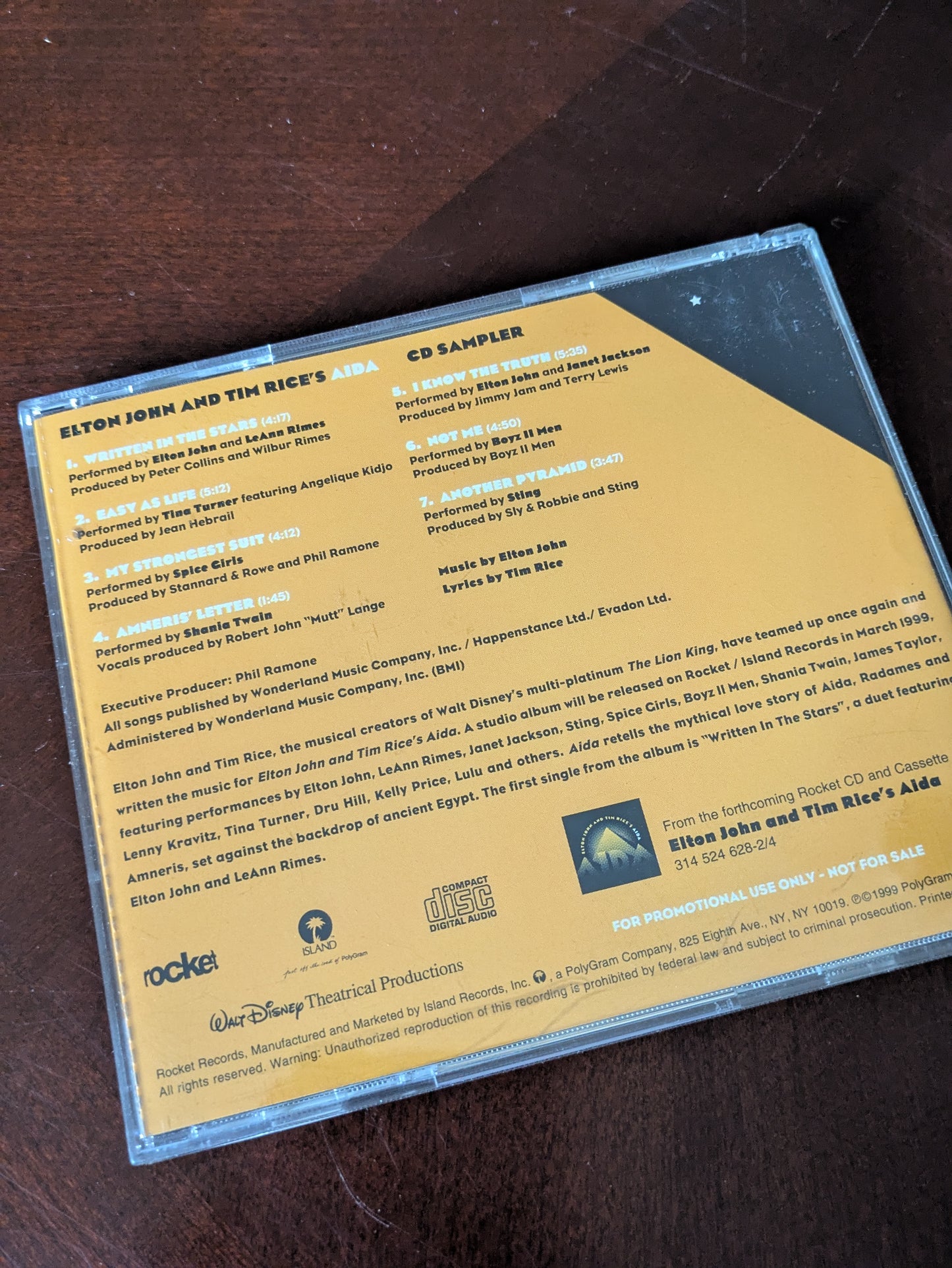 Elton John & Tim Rice “AIDA” Promo CD Sampler – Rare 1999 Advance Copy