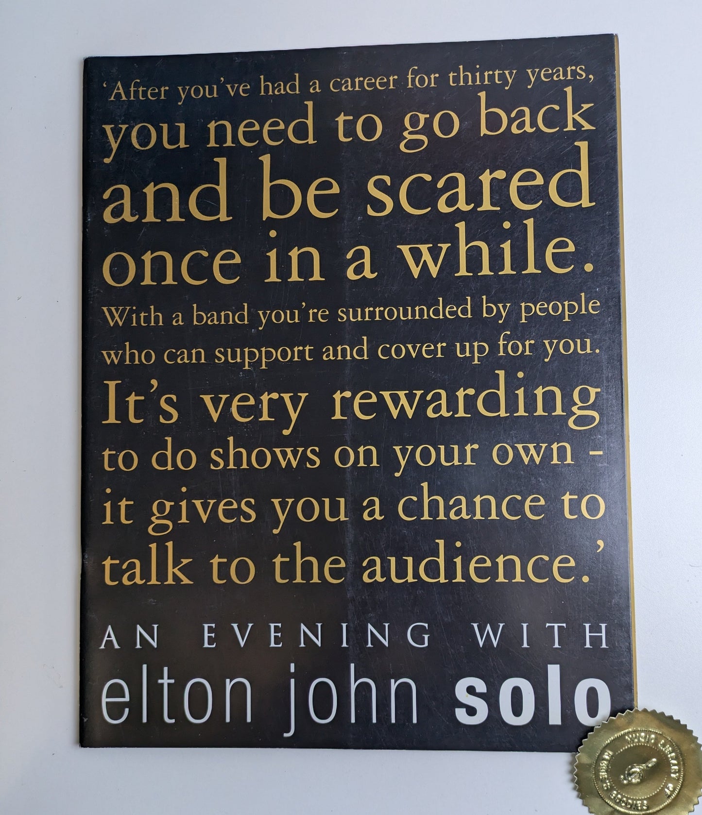 Elton John Tour Program - An Evening with Elton John Solo Tour 1999